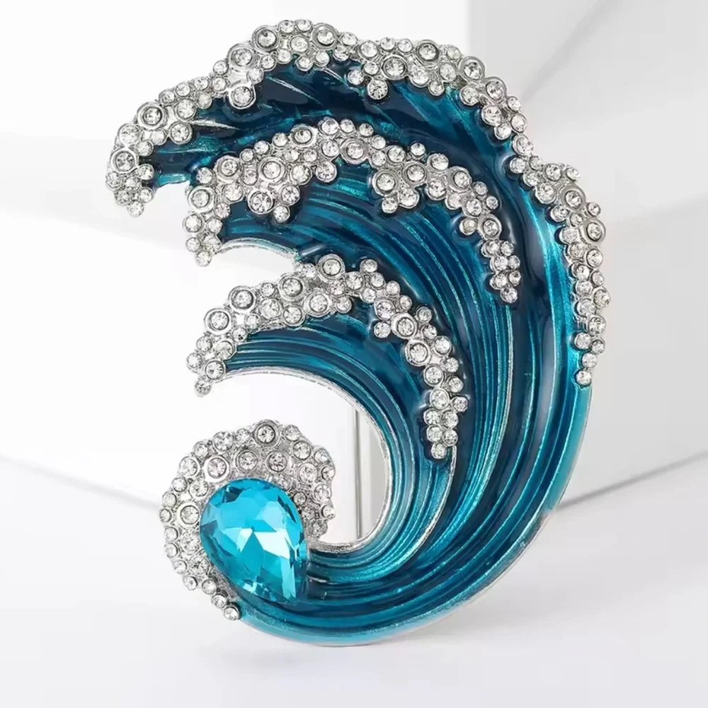 Betsey Johnson Blue Ocean Wave Brooch Blue and Silver Brooch